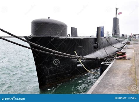 Submarine In A Dock At Sea Stock Image Image Of Iron 38296651