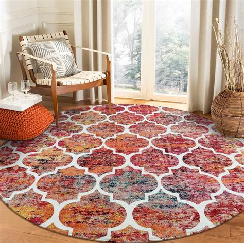 Lahome Moroccan Machine Washable Round Rugs 53ft Non