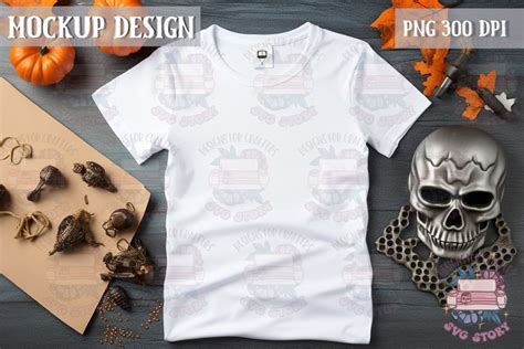 Halloween T Shirt Mockup With Skull Fall T Shirt Mockup