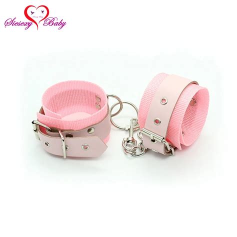 1 Pair Pink Soft Faux Leather Handcuffs Restraints Sex Bondage Sex Products Ankle Cuffs Bondage