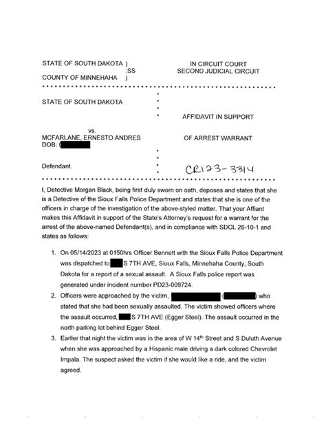 Macfarlane Affidavit In Support Of Application For Arrest Warrant 05 26 2023 Documentcloud