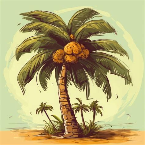 Una Ilustraci N De Dibujos Animados De Una Palmera Foto Premium