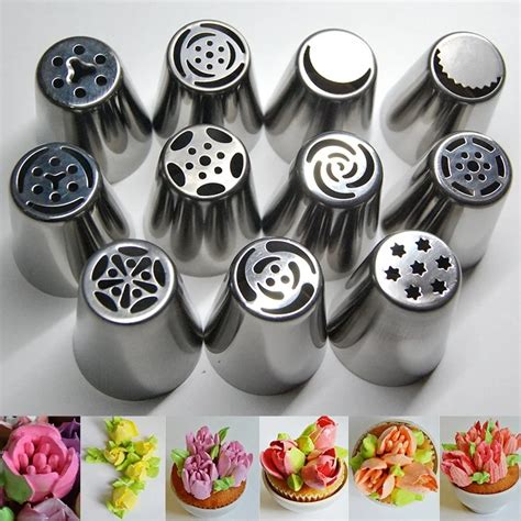 12pcs Stainless Steel Piping Nozzles Set Cake Baking Decorating Tip