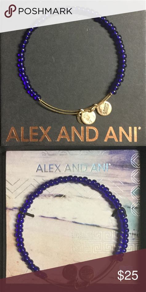 Alex Ani Bracelet Clear Blue Beaded In Gold Alex And Ani Bracelets