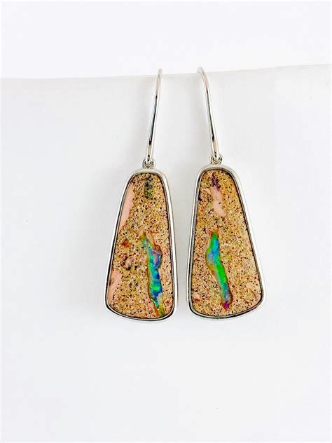 Opal Earrings SE427 Boulder Opal Mines Australia