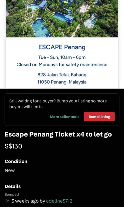 Escape Penang Theme Park Ticket X Tickets Vouchers Local