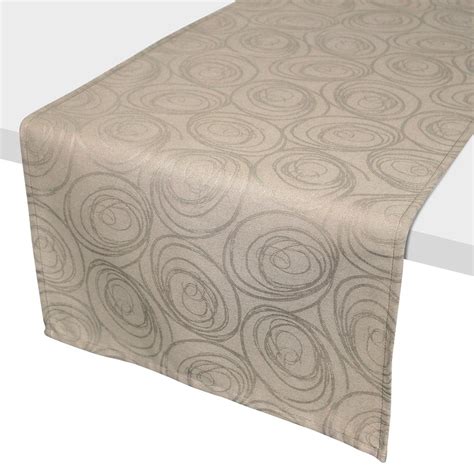 Chemin De Table X Cm Jacquard Coton Spirale Taupe Uygun