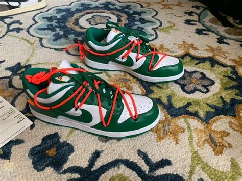 Off White X Nike Dunk Low Pine Green On Mercari Nike Dunks Nike Dunk