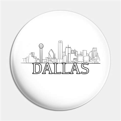 Dallas skyline, line drawing - Dallas Skyline - Pin | TeePublic