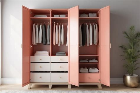 Contemporary 4 Door Coral And Sand Satin Swing Wardrobe Design With