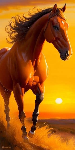 Premium AI Image | A horse running in the sunset