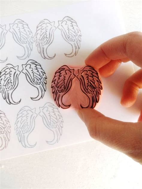 Angel Wings Rubber Stamp Feather Stamp Angel Stamp Angelic Etsy