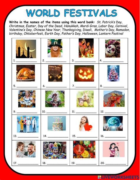 Festivals Around The World Worksheet