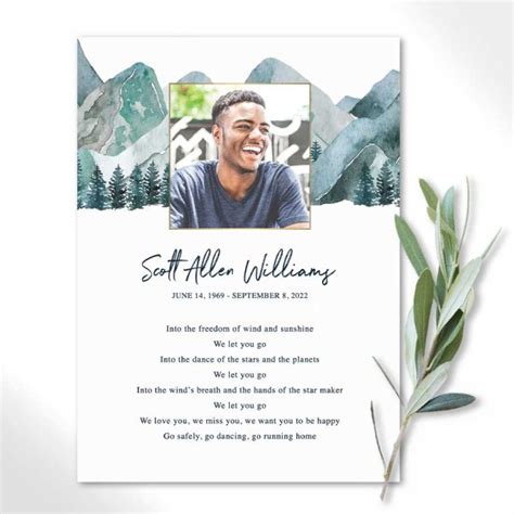 Memorial Keepsake Photo Card With A Custom Poem Printable Template