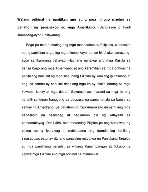 Walang Orihinal Na Panitikan Ang Ating Mga Ninuno Maging Sa Panahon Ng