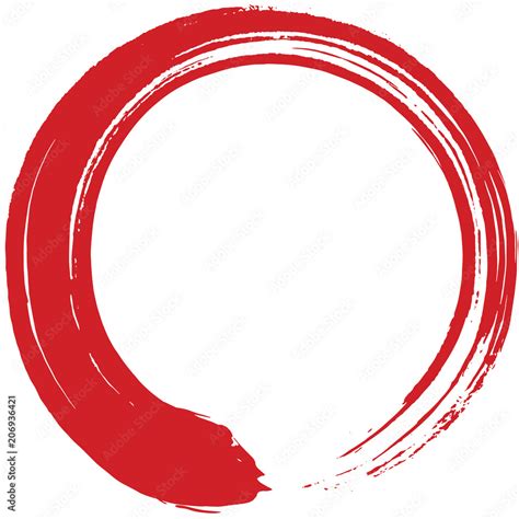 Red Enso Zen Circle Brush Vector Illustration Painting Stock Vector