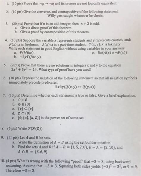 Solved 10 Pts Prove That P → Q And Its Inverse Are Not