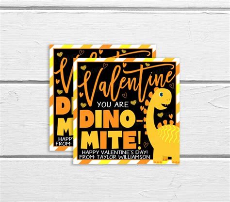 Valentine Dinosaur Gift Tags Editable Dino Gift Tag You Are Dino Mite