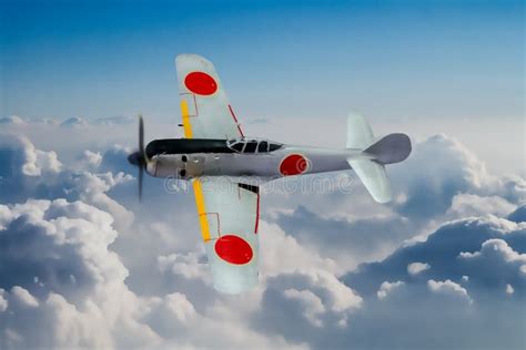 Japanese Fighter of WW2 Vintage. Digital Illustration Stock