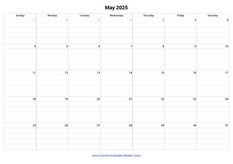 Large Grid Calendar 2025 Asher Hayes