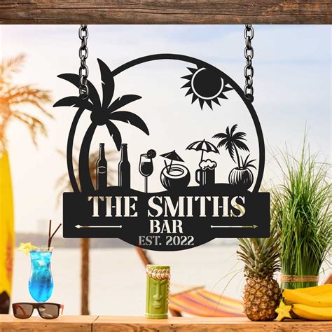 Personalized Beach Bar Metal Sign Tiki Bar Metal Sign Tiki Bar Decor