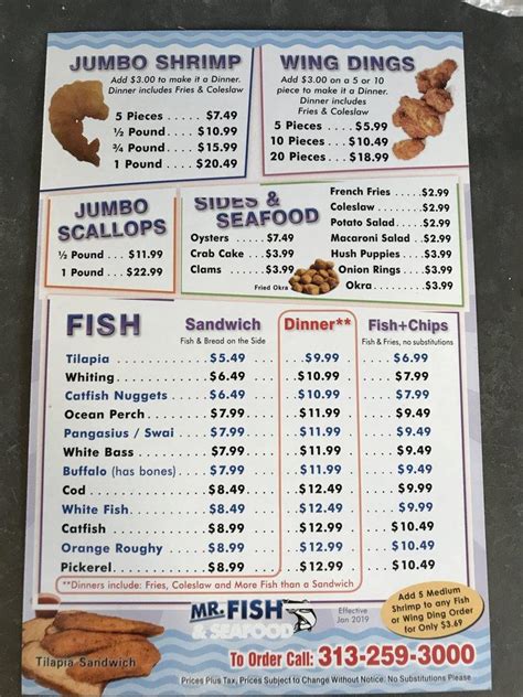 Menu At Mr Fish Restaurant Detroit