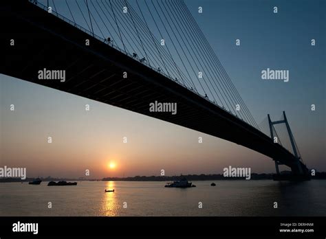 Bridge Across A River Vidyasagar Setu Hooghly River Kolkata West