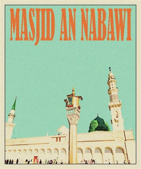 Premium Photo | Masjid an nabawi retro travel poster