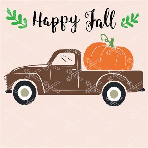 Happy Fall Truck With Pumpkin SVG And DXF Cut File