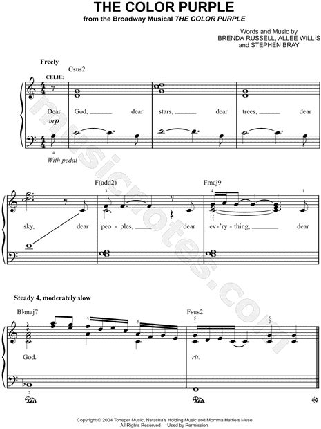 The Color Purple From The Color Purple [musical] Sheet Music Easy