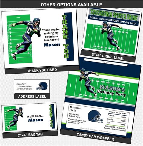 Seattle Seahawks Colored Football Party Ticket Invitation