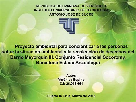 Proyecto De Educacion Ambiental Ppt