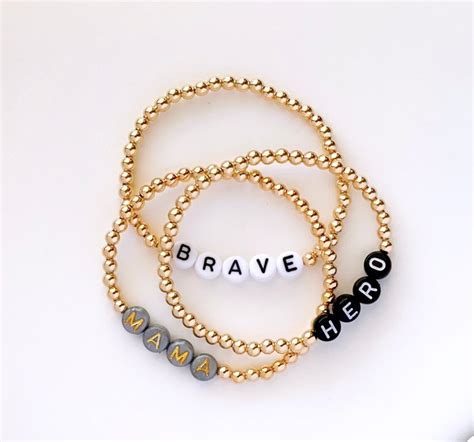 Pulsera De Nombre Con Cuentas Personalizada De Oro Llena Etsy