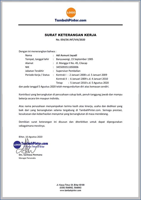 Detail Surat Keterangan Kerja Untuk Pengajuan Kpr Koleksi Nomer