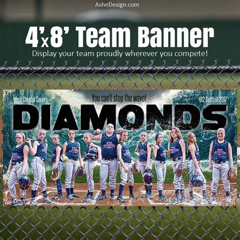 Amped Sports Team Banner 4x8 Tidal Wave Baseball Softball Team