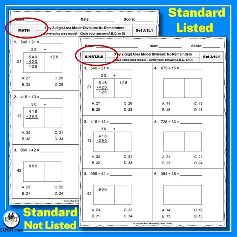 2 Digit Divisors Area Model Division Worksheets Bundle Made By Teachers