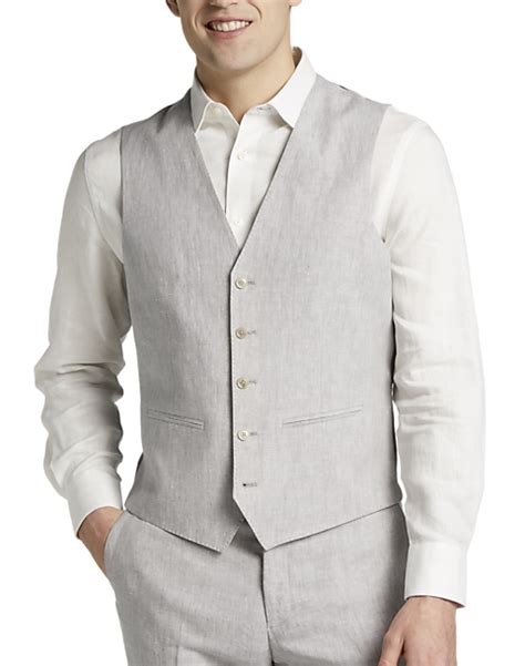 Joe Joseph Abboud Linen Slim Fit Suit Separates Vest Light Gray Men