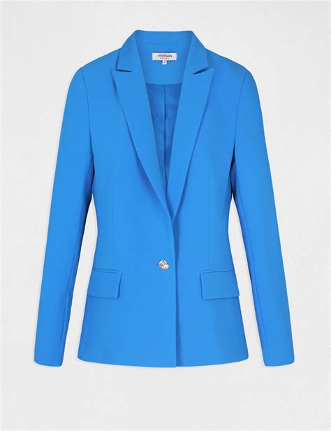 Veste tailleur droite boutonnée bleu femme Morgan