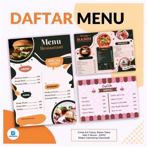 Jual CETAK DAFTAR MENU MAKANAN DAN MINUMAN A4 CUSTOM Shopee Indonesia