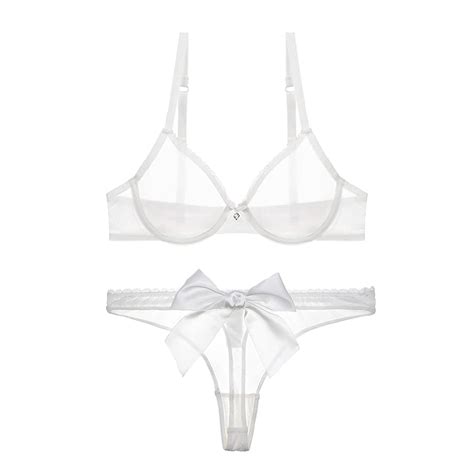 Buy Women S Sexy Sheer Bra See Through Mesh Lingerie Set Transparent