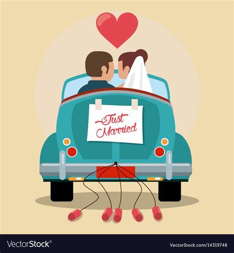 Just Married Couple In Love Car Vector Image On Vectorstock Just