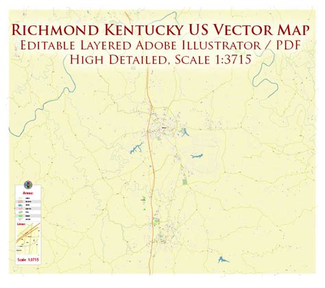 Richmond Kentucky US Map Vector High Detailed editable Adobe ...