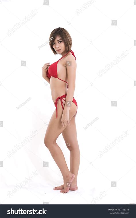 Isolated Red Bikini Girl Stock Photo 737115343 Shutterstock