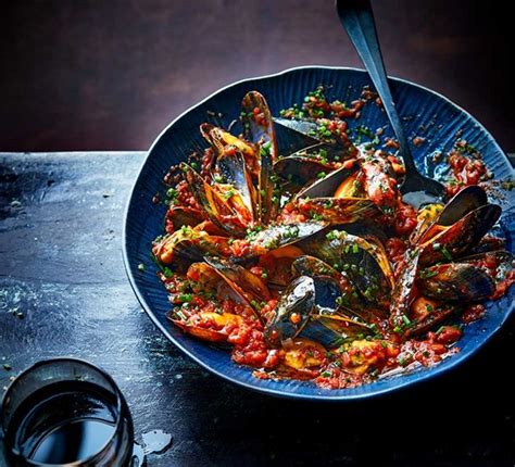 Mussels With Nduja And Tomatoes Recipe Bbc Good Food