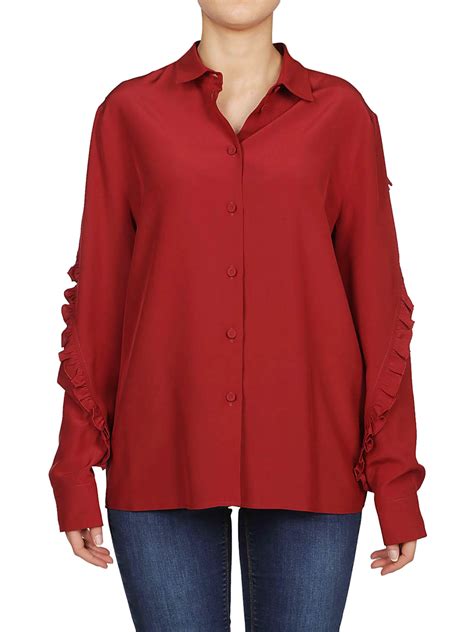 Camicie Bottega Veneta Camicia Rossa In Seta Con Ruches Veph