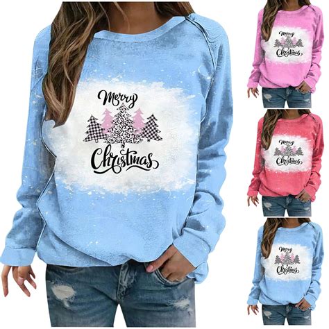 Biztdjrk Sweatshirts For Women Merry Christmas Pullover Blouse Fall