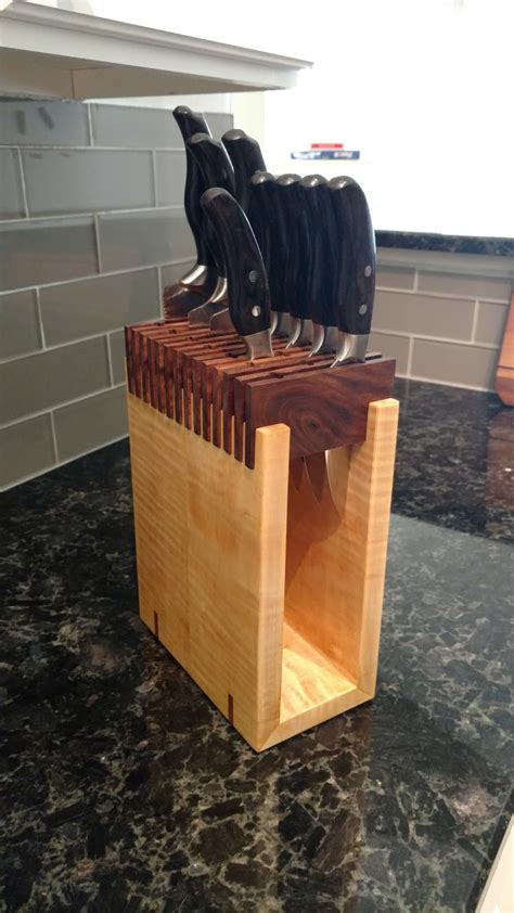 Justin S Wood Works Diy Walnut And Curly Maple Knife Block