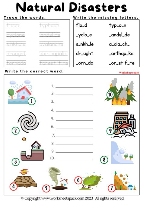 Free Natural Disasters Worksheets Worksheetspack Worksheets Library