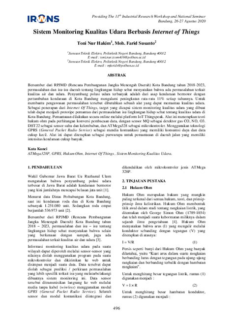 Pdf Sistem Monitoring Kualitas Udara Berbasis Internet Of Things