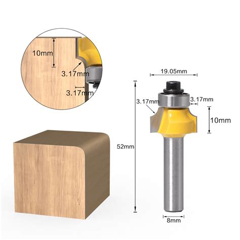 1Pc 8Mm Schacht Hoek Ronde Over Rand Hout Router B Grandado